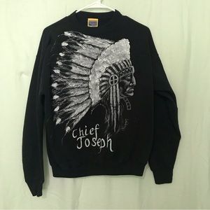 Vintage Hand Painted Chief Joseph Sweatshirt - Crew Neck Artisan